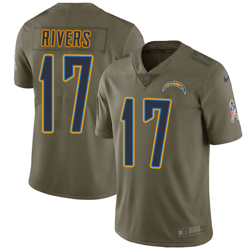 Nike Chargers #17 Philip Rivers Olive Men's Stitched NFL Limited Salute to Service Jersey - Click Image to Close